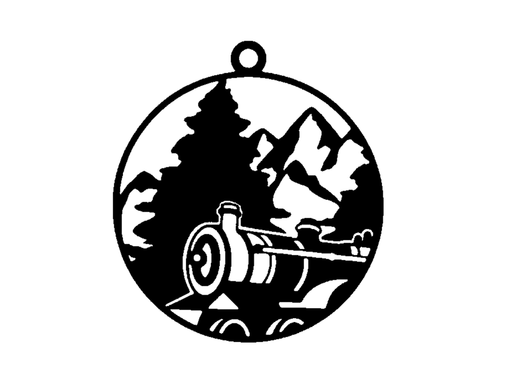 Christmasball Train with Mountains - Book folding pattern