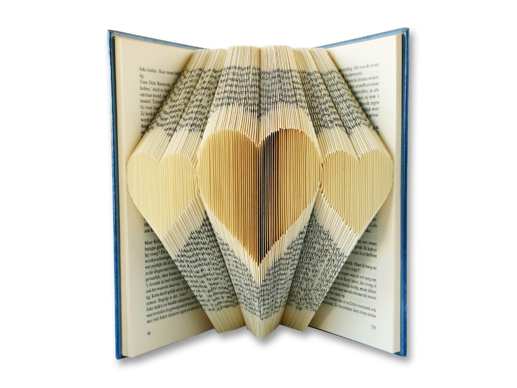 Three Hearts Folded Book Art Pattern